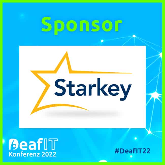 Sponsor Logo Starkey, DeafIT Konferenz 2022, #DeafIT22